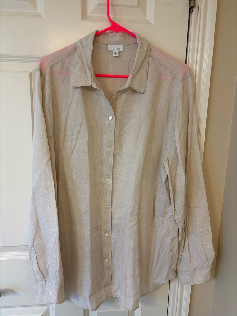 J.Jill Love Linen linen button down Large  in Light Beige EUC